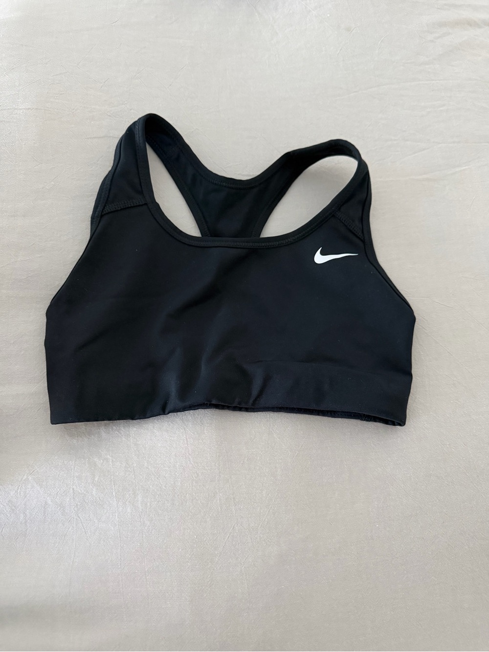 Nike Black Racerback Medium-Support Sports Bra with White Swoosh